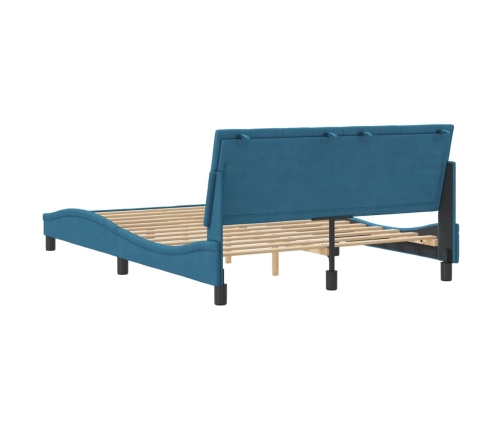 Estructura de cama con cabecero terciopelo azul 140x190 cm