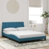 Estructura de cama con cabecero terciopelo azul 140x190 cm