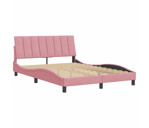 Estructura de cama sin colchón terciopelo rosa 140x190 cm