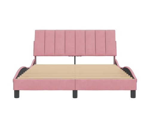 Estructura de cama sin colchón terciopelo rosa 140x190 cm