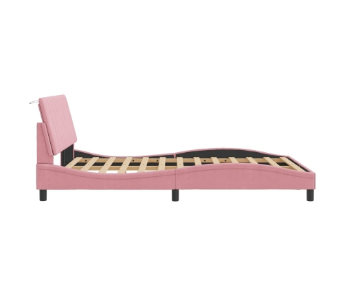 Estructura de cama sin colchón terciopelo rosa 140x190 cm