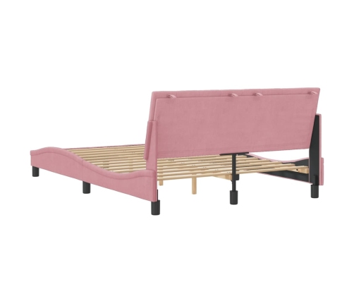 Estructura de cama sin colchón terciopelo rosa 140x190 cm