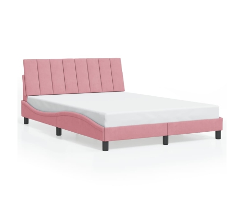 Estructura de cama sin colchón terciopelo rosa 140x190 cm