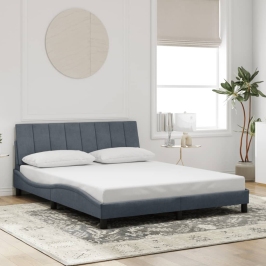 Estructura de cama sin colchón terciopelo gris oscuro 160x200cm