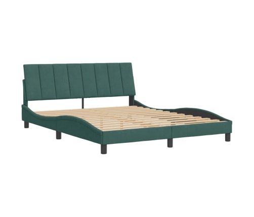 Estructura cama sin colchón terciopelo verde oscuro 160x200 cm