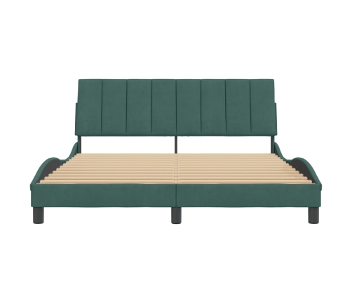 Estructura cama sin colchón terciopelo verde oscuro 160x200 cm