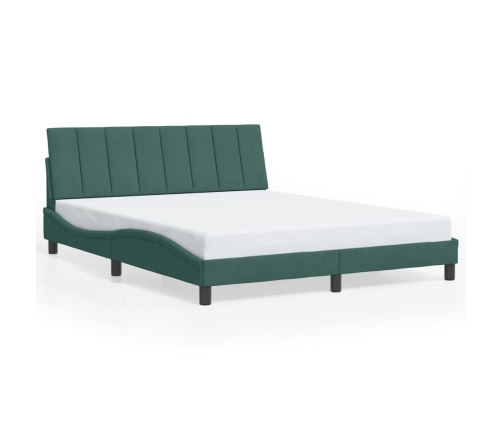 Estructura cama sin colchón terciopelo verde oscuro 160x200 cm