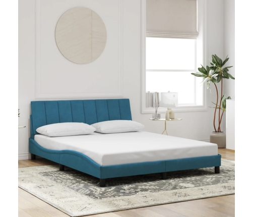 Estructura de cama con cabecero terciopelo azul 160x200 cm