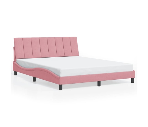 Estructura de cama sin colchón terciopelo rosa 160x200 cm