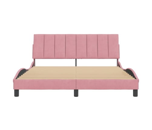 Estructura de cama sin colchón terciopelo rosa 160x200 cm