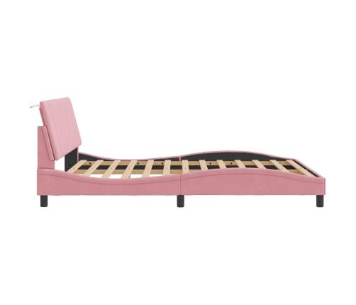 Estructura de cama sin colchón terciopelo rosa 160x200 cm