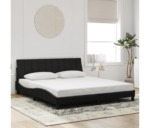 Estructura de cama sin colchón terciopelo negro 180x200 cm
