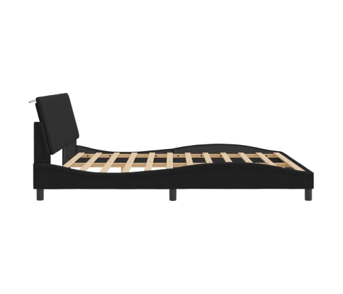 Estructura de cama sin colchón terciopelo negro 180x200 cm