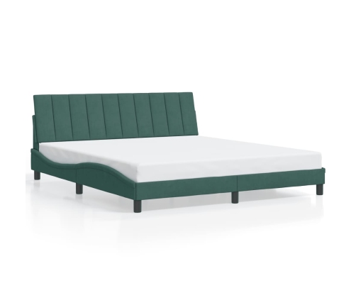 Estructura cama sin colchón terciopelo verde oscuro 180x200 cm