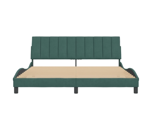 Estructura cama sin colchón terciopelo verde oscuro 180x200 cm