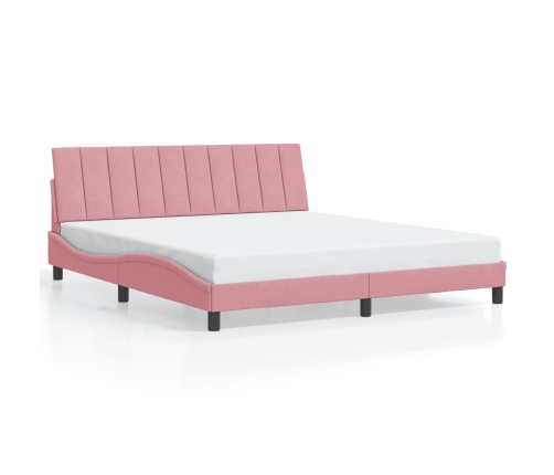 Estructura de cama sin colchón terciopelo rosa 180x200 cm