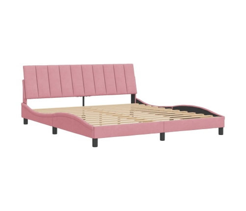 Estructura de cama sin colchón terciopelo rosa 180x200 cm