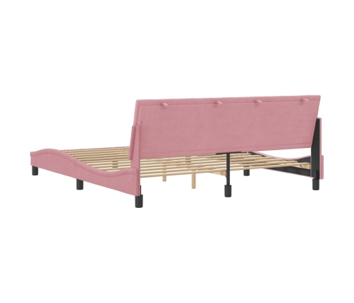 Estructura de cama sin colchón terciopelo rosa 180x200 cm