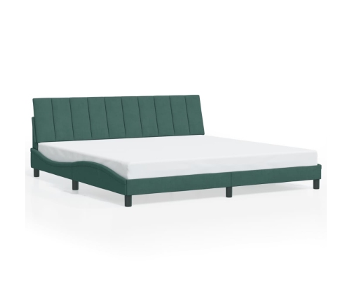 Estructura cama sin colchón terciopelo verde oscuro 200x200 cm