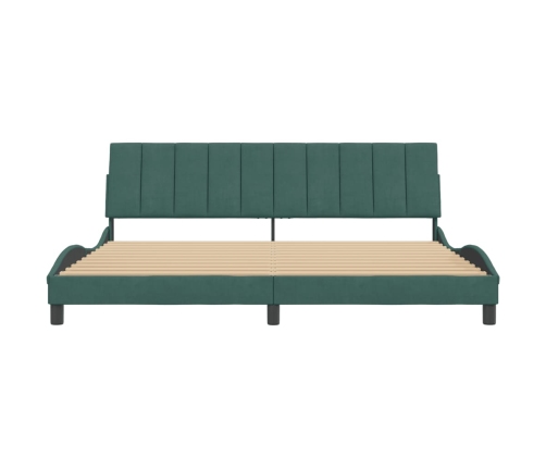 Estructura cama sin colchón terciopelo verde oscuro 200x200 cm