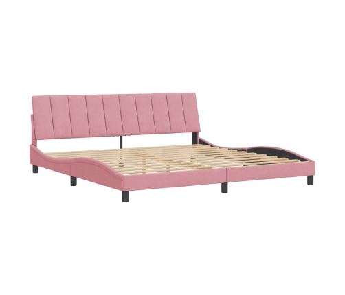 Estructura cama sin colchón terciopelo rosa 200x200 cm