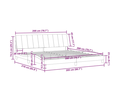 Estructura cama sin colchón terciopelo rosa 200x200 cm