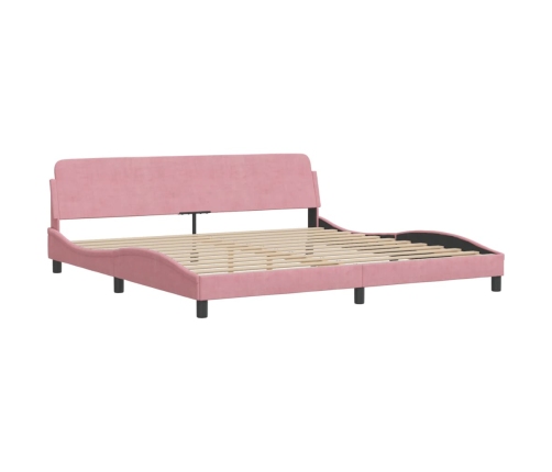 Estructura cama sin colchón terciopelo rosa 200x200 cm