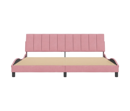 Estructura cama sin colchón terciopelo rosa 200x200 cm