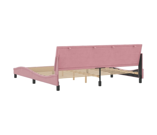 Estructura cama sin colchón terciopelo rosa 200x200 cm