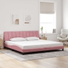 Estructura cama sin colchón terciopelo rosa 200x200 cm