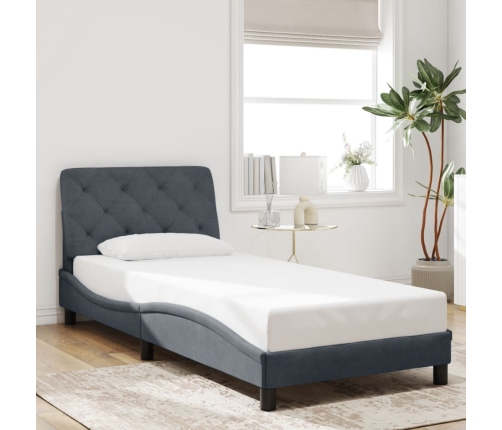 Estructura de cama con cabecero terciopelo gris oscuro 80x200cm