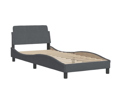 Estructura de cama con cabecero terciopelo gris oscuro 80x200cm