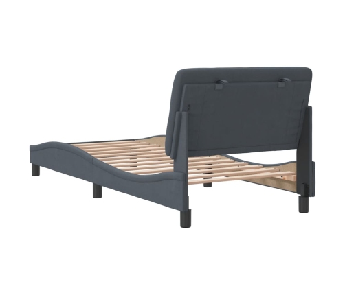 Estructura de cama con cabecero terciopelo gris oscuro 80x200cm