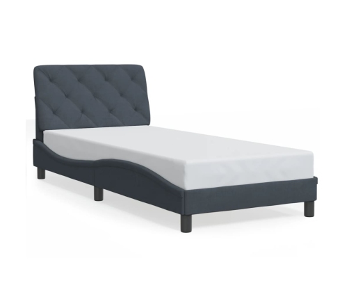 Estructura de cama con cabecero terciopelo gris oscuro 80x200cm