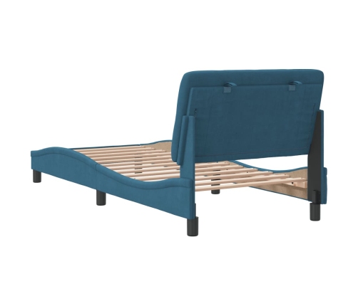 Estructura cama con cabecero terciopelo azul 80x200 cm