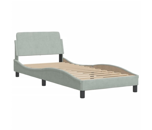 Estructura de cama con cabecero terciopelo gris claro 90x190 cm