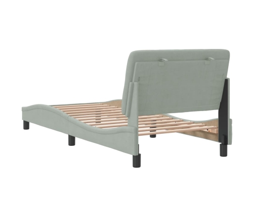 Estructura de cama con cabecero terciopelo gris claro 90x190 cm