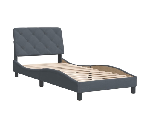 Estructura de cama sin colchón terciopelo gris oscuro 90x190 cm