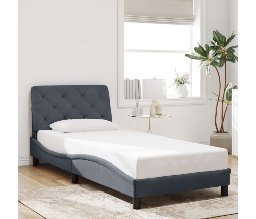 Estructura de cama sin colchón terciopelo gris oscuro 90x190 cm