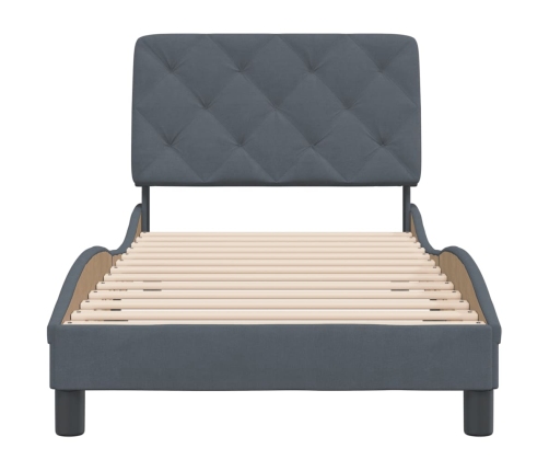 Estructura de cama sin colchón terciopelo gris oscuro 90x190 cm