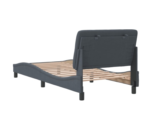 Estructura de cama sin colchón terciopelo gris oscuro 90x190 cm