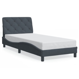 Estructura de cama sin colchón terciopelo gris oscuro 90x190 cm