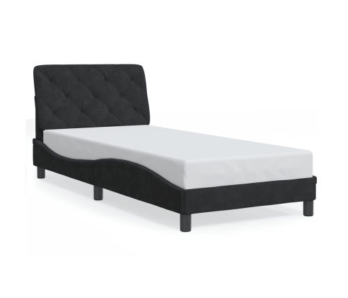 Estructura de cama sin colchón terciopelo negro 90x190 cm