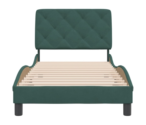 vidaXL Estructura cama con cabecero terciopelo verde oscuro 90x190 cm