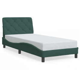 Estructura de cama sin colchón terciopelo verde oscuro 90x190cm
