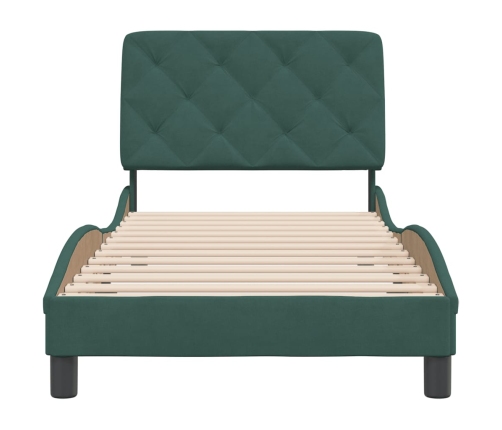 Estructura de cama sin colchón terciopelo verde oscuro 90x200cm