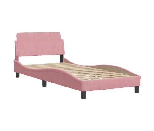 Estructura de cama sin colchón terciopelo rosa 90x200 cm