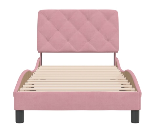 Estructura de cama sin colchón terciopelo rosa 90x200 cm