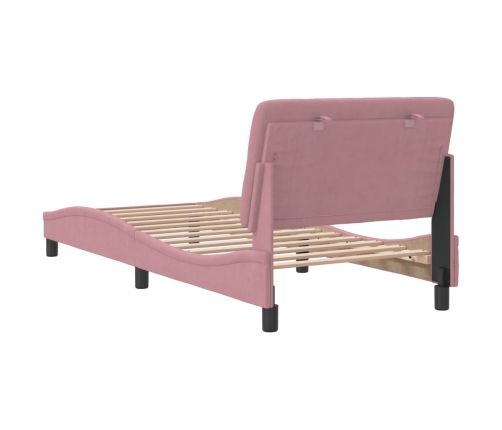 Estructura de cama sin colchón terciopelo rosa 90x200 cm