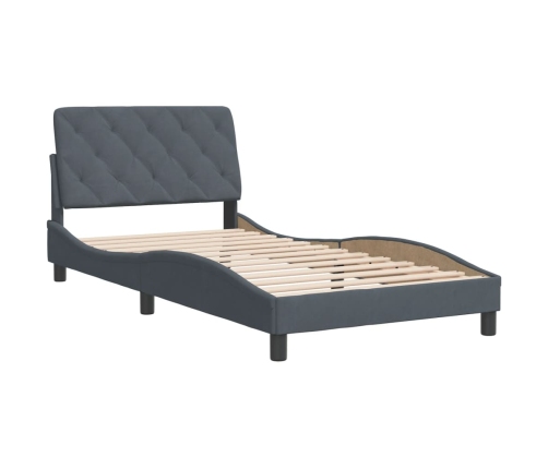 Estructura cama con cabecero terciopelo gris oscuro 100x200 cm